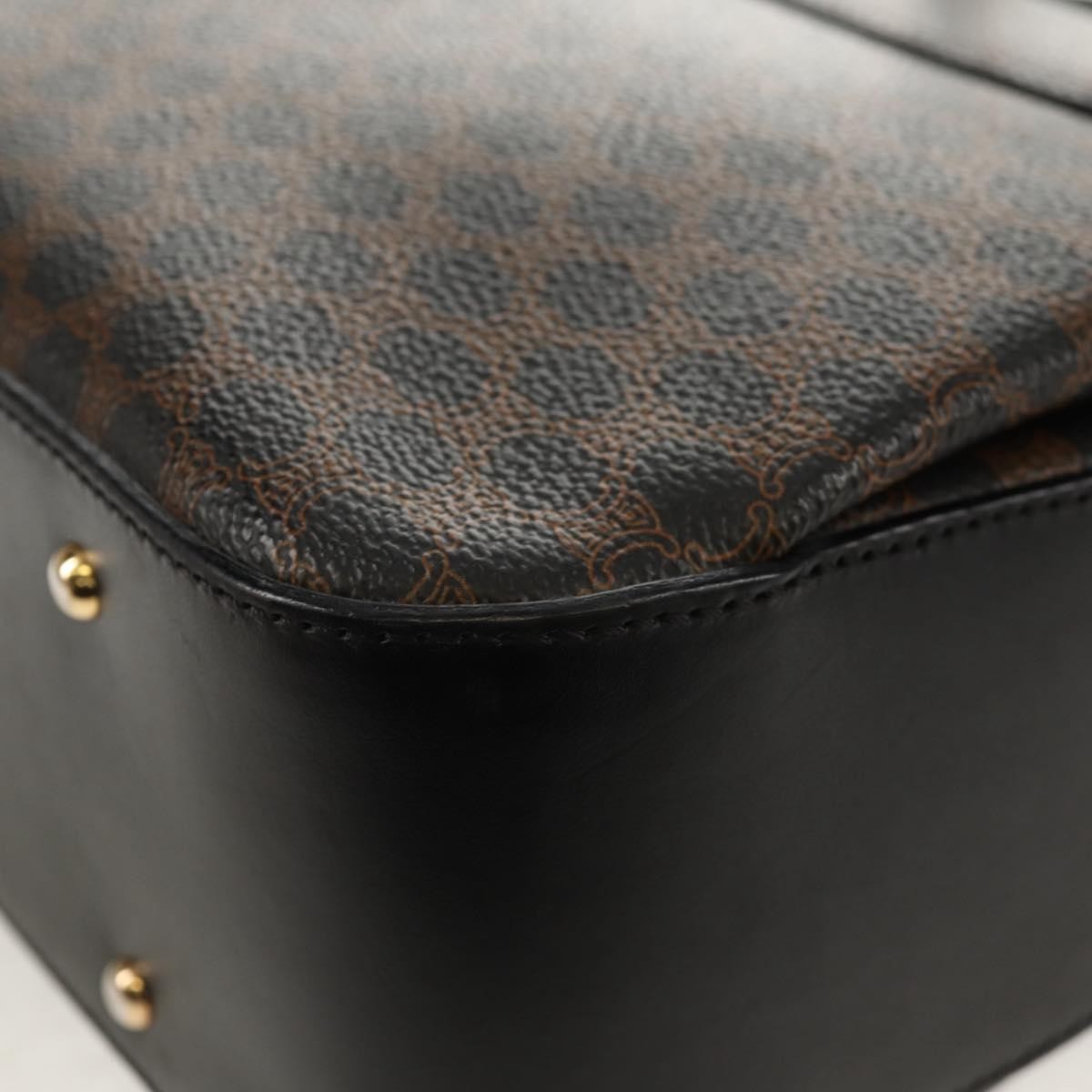 Celine Vintage Convertible Top Handle Bag Macadam Coated Canvas, BROWN, PVC, Handbag