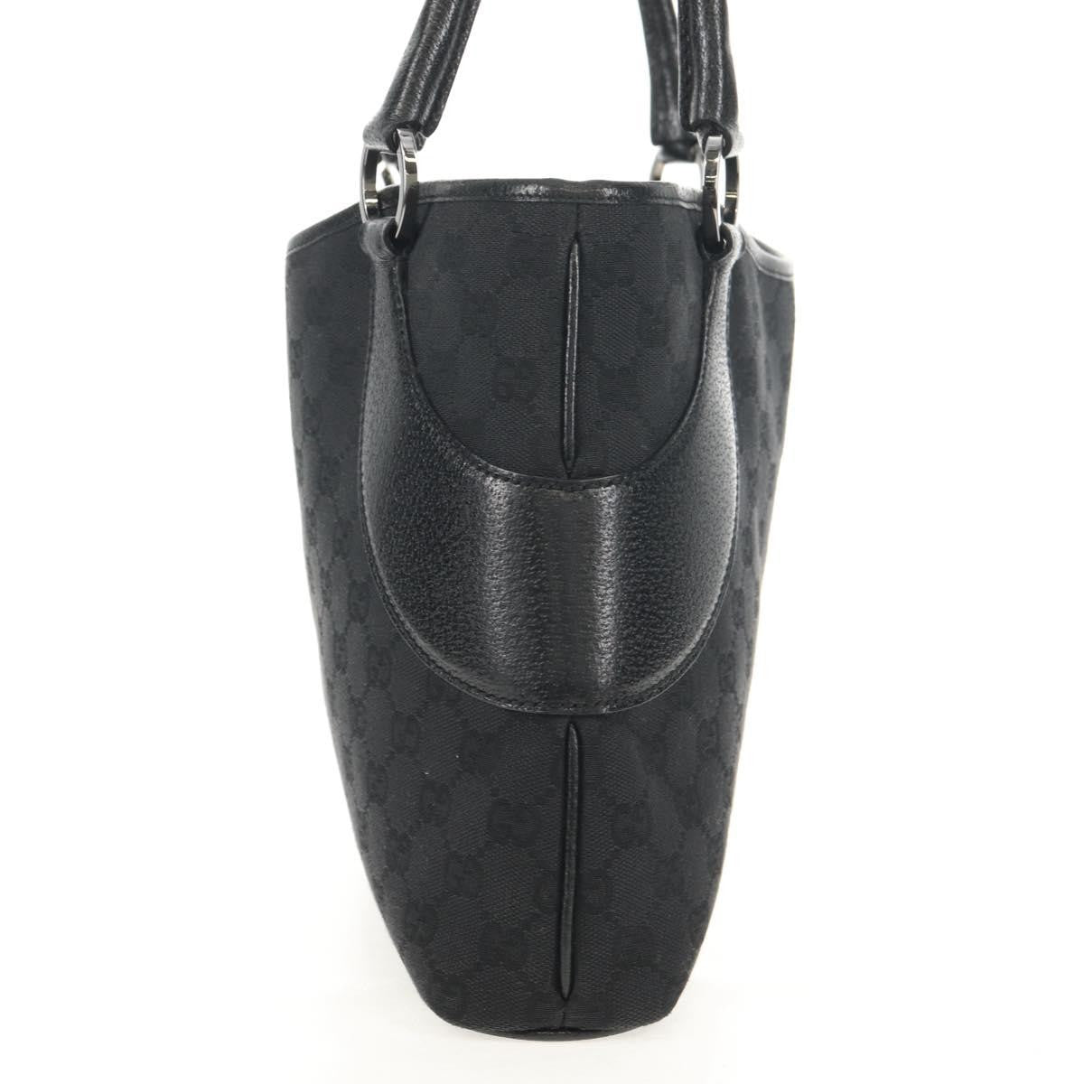 Gucci Vintage Ring Tote GG Canvas with Leather, BLACK, CANVAS, Handbag