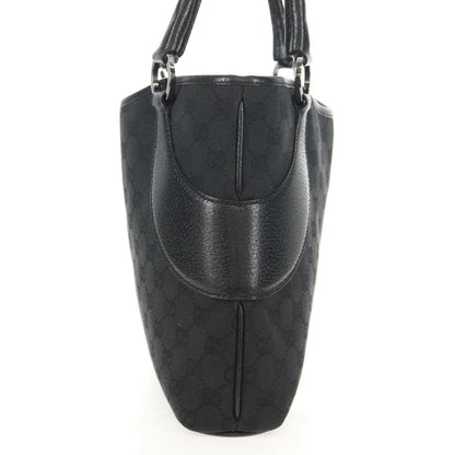 Gucci Vintage Ring Tote GG Canvas with Leather, BLACK, CANVAS, Handbag