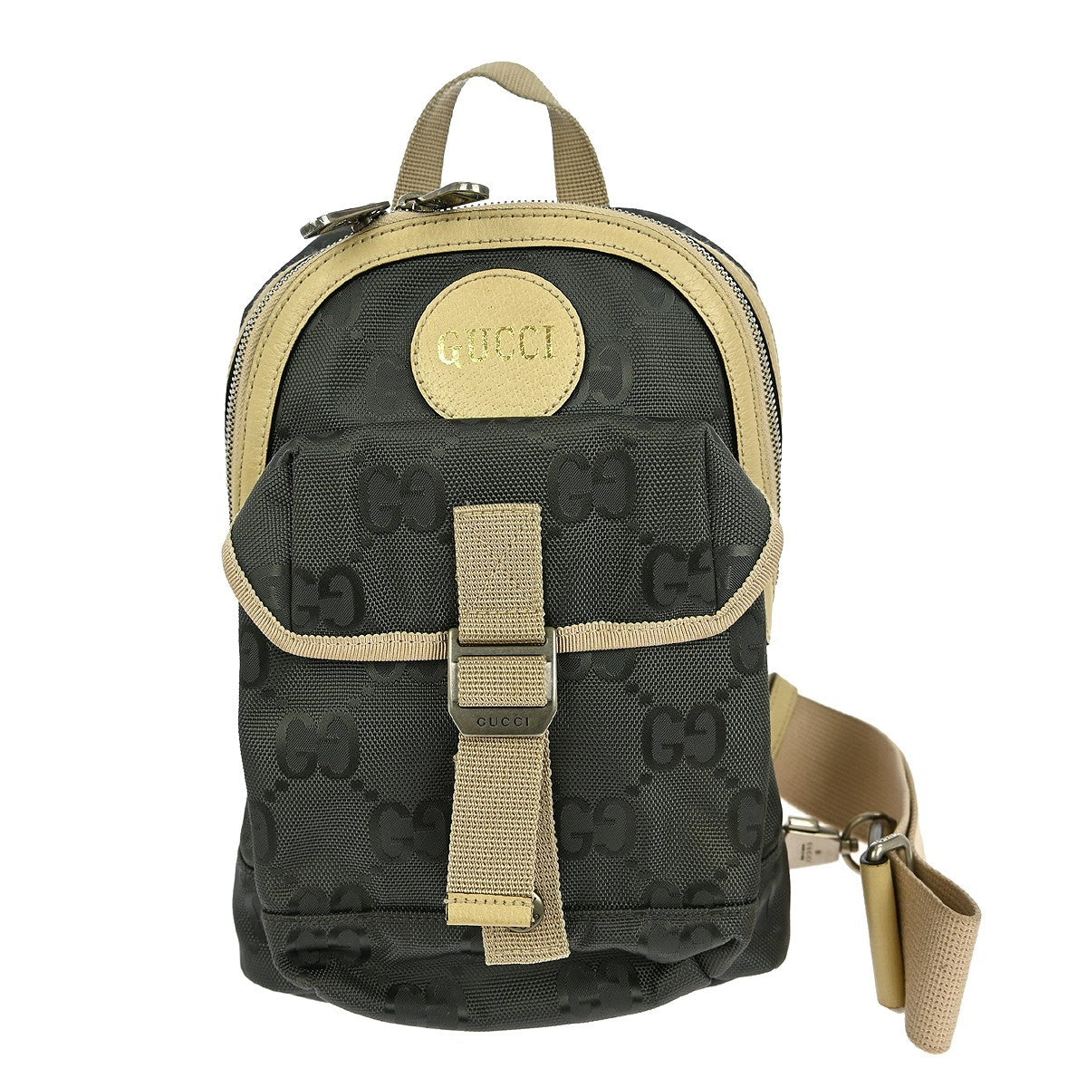 Gucci Off The Grid Single Pocket Backpack GG Econyl, GRAY, CANVAS, Backpack