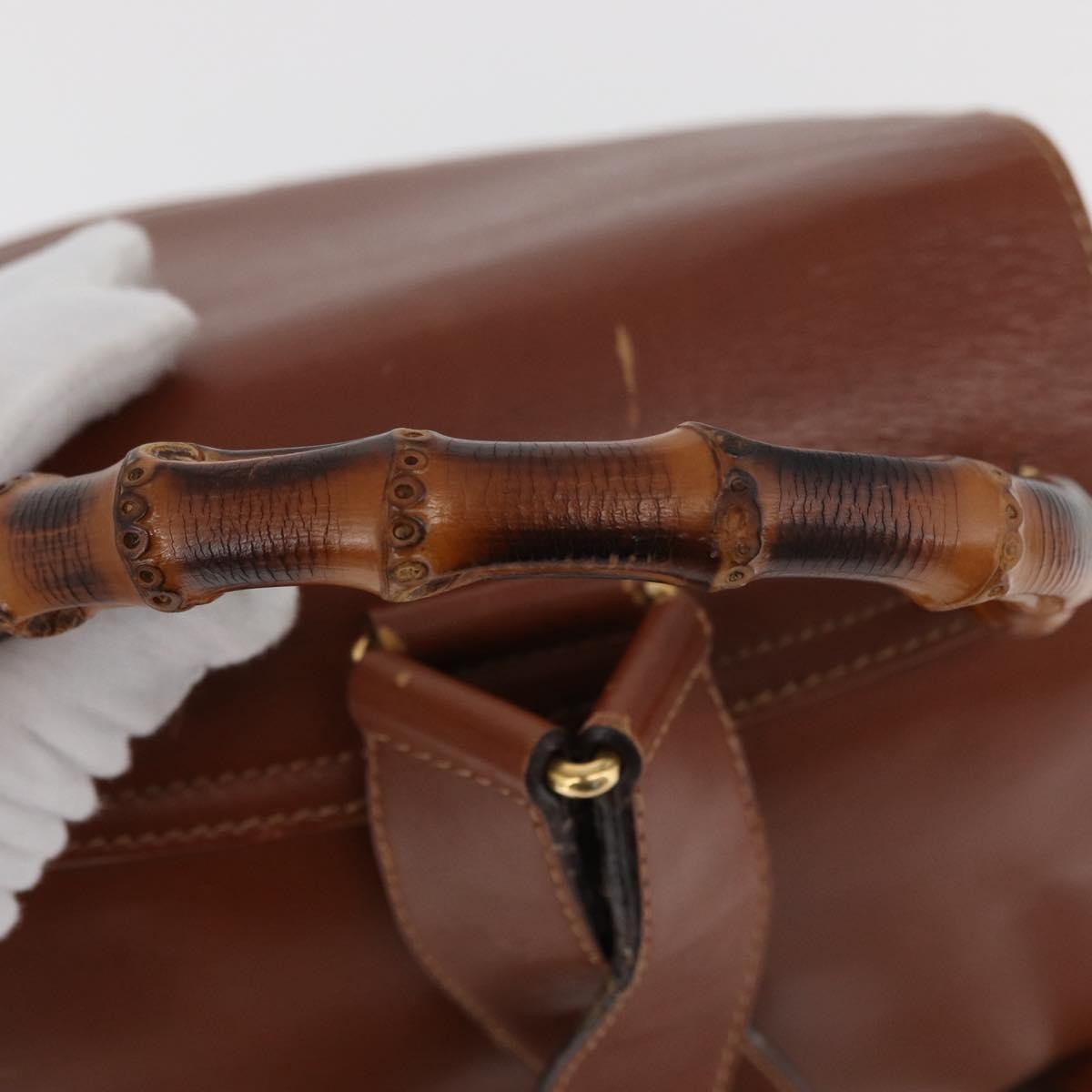 Gucci Vintage Bamboo Backpack Leather, Brown, Leather, Backpack