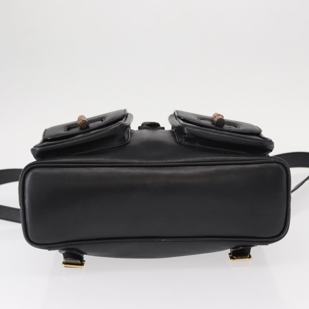 Gucci Vintage Bamboo Backpack Leather, BLACK, LEATHER, Backpack