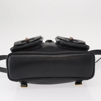 Gucci Vintage Bamboo Backpack Leather, BLACK, LEATHER, Backpack