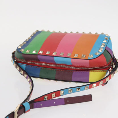 Valentino Garavani Rockstud 1973 Camera Crossbody Bag Striped Leather, GOLD, LEATHER, Shoulder bag