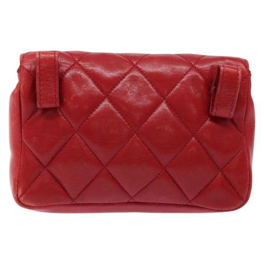 Chanel Vintage CC Flap Waist Bag Quilted Leather, RED, LEATHER, Clutche & pouche