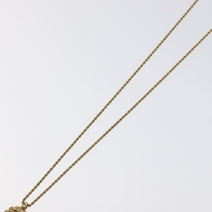 Christian Dior Vintage Logo Round Pendant Necklace Metal, GOLD, METAL, Necklace