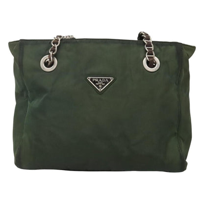Prada Vintage Chain Tote Tessuto, GREEN, NYLON, Tote bag