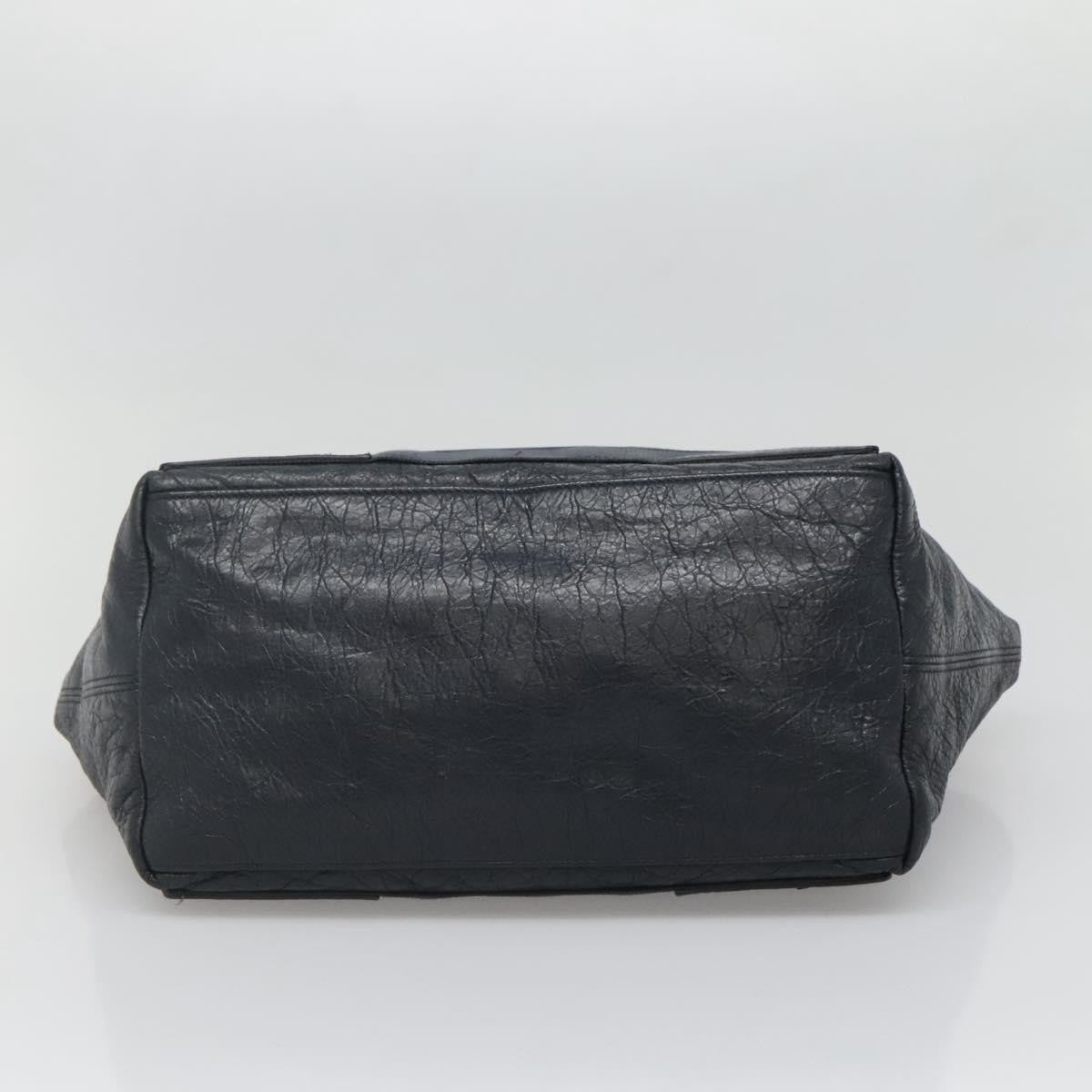 Balenciaga Navy Cabas Leather, BLACK, LEATHER, Tote bag