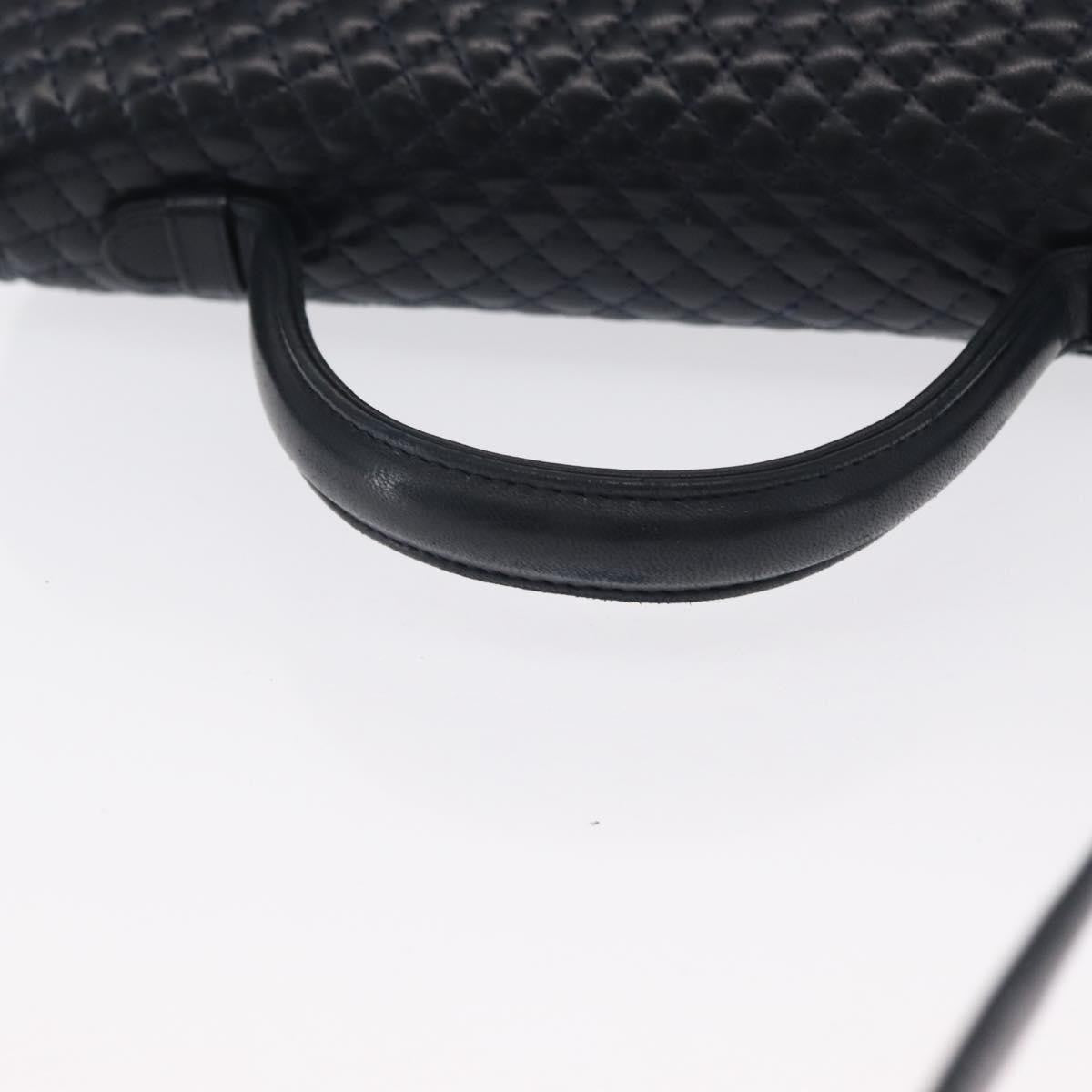 Bally Vintage Handbag Quilted Leather, NAVY, LEATHER, Handbag