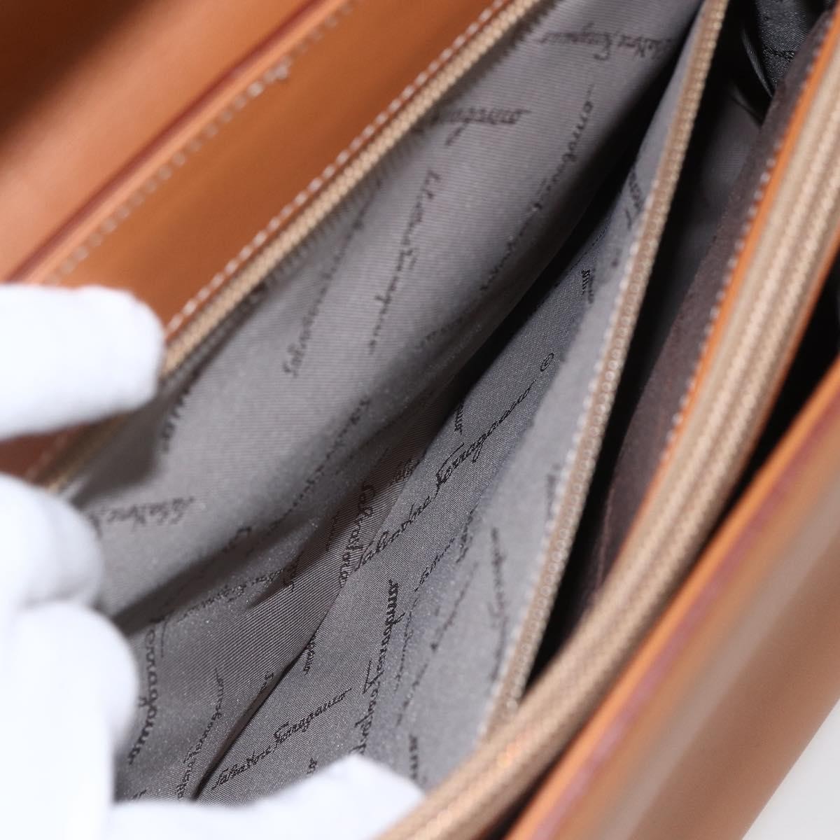 Salvatore Ferragamo Gancini handbag Leather, BROWN, LEATHER, Handbag