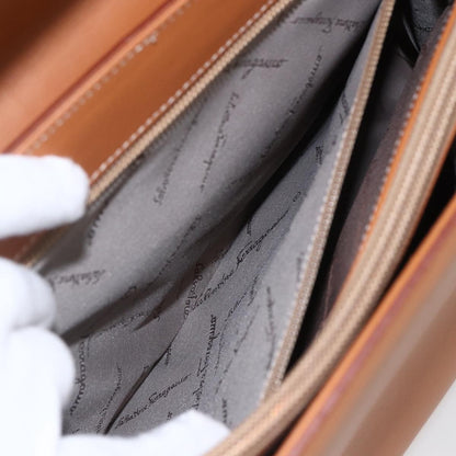 Salvatore Ferragamo Gancini handbag Leather, BROWN, LEATHER, Handbag