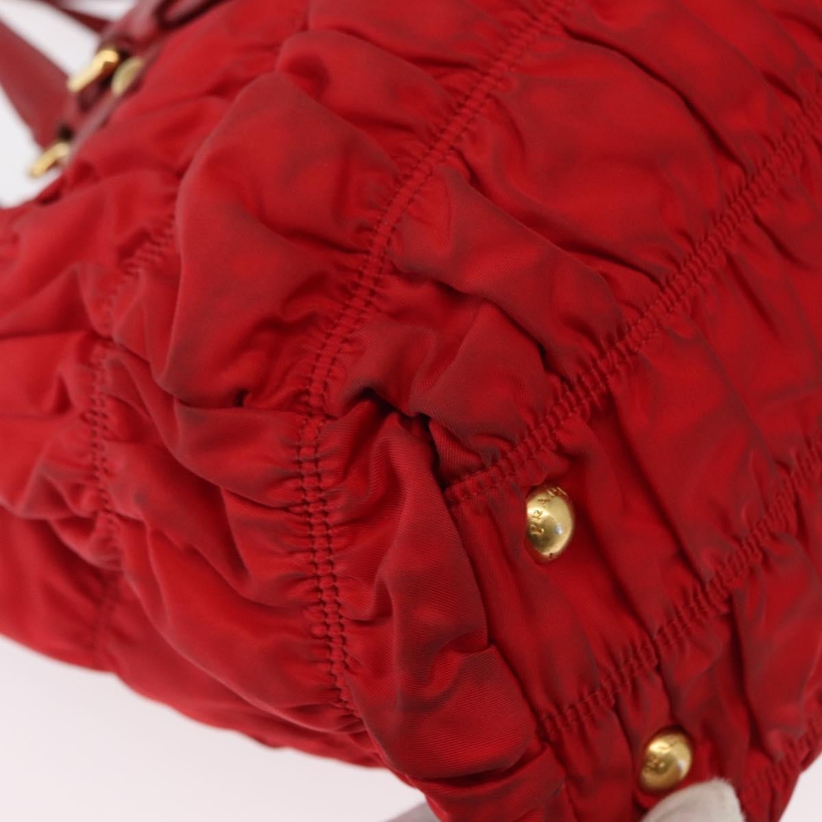 Prada Gaufre Convertible Tote Leather and Tessuto, RED, NYLON, Handbag