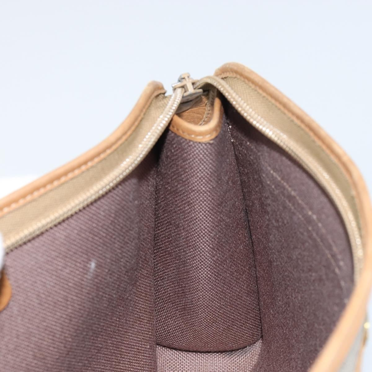 Christian Dior Vintage Honeycomb Zip Pouch Canvas and Leather, BEIGE, CANVAS, Clutche & pouche