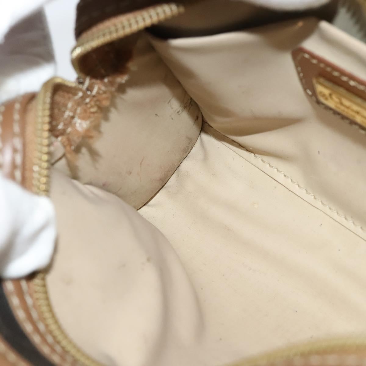 Christian Dior Vintage Honeycomb Zip Pouch Canvas and Leather, BROWN, CANVAS, Clutche & pouche