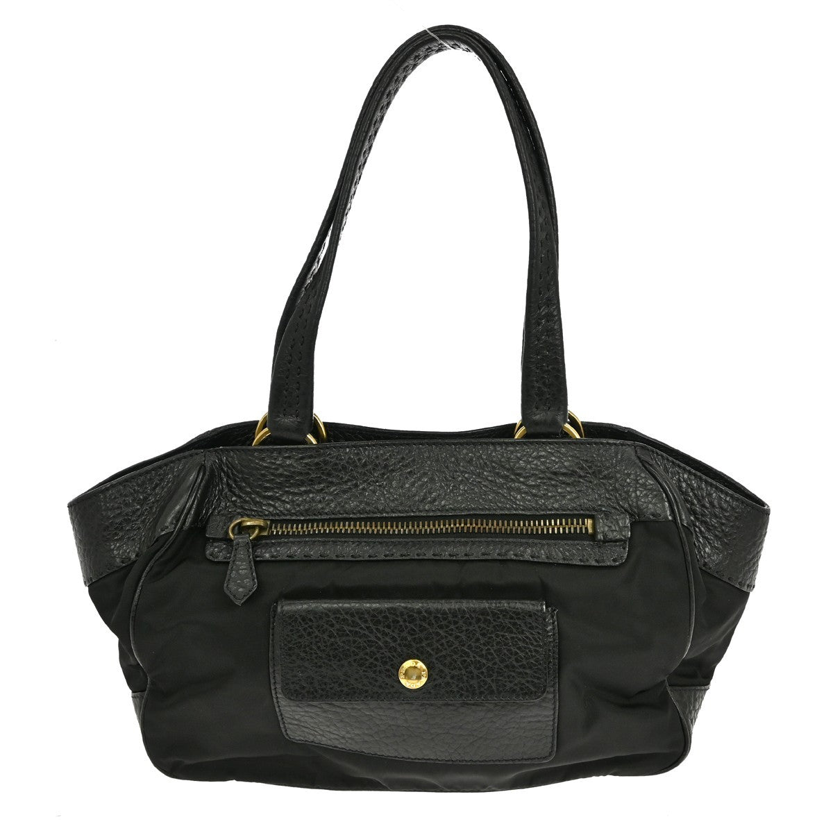 Prada Front Flap Pocket Tote Nylon, BLACK, NYLON, Handbag