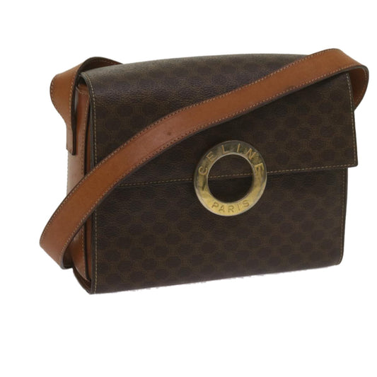 Celine Vintage Macadam Shoulder Bag Canvas and Leather, BROWN, CANVAS, Shoulder bag