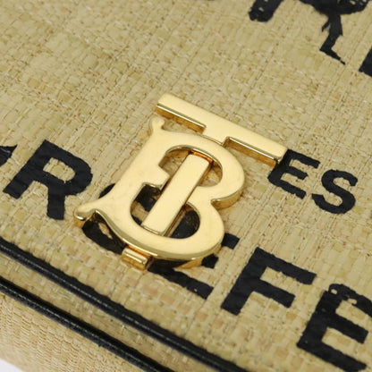 Burberry Lola Shoulder Bag Printed Raffia, BEIGE, WOOD, Shoulder bag