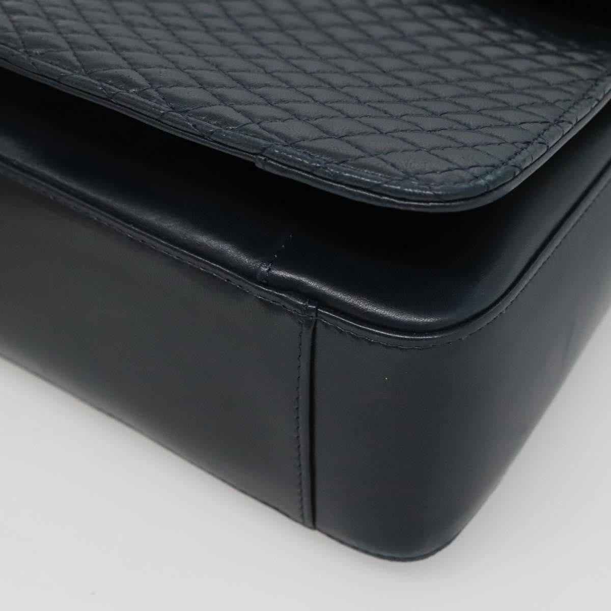 Bally Vintage Handbag Quilted Leather, NAVY, LEATHER, Handbag