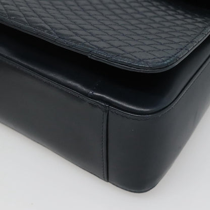 Bally Vintage Handbag Quilted Leather, NAVY, LEATHER, Handbag