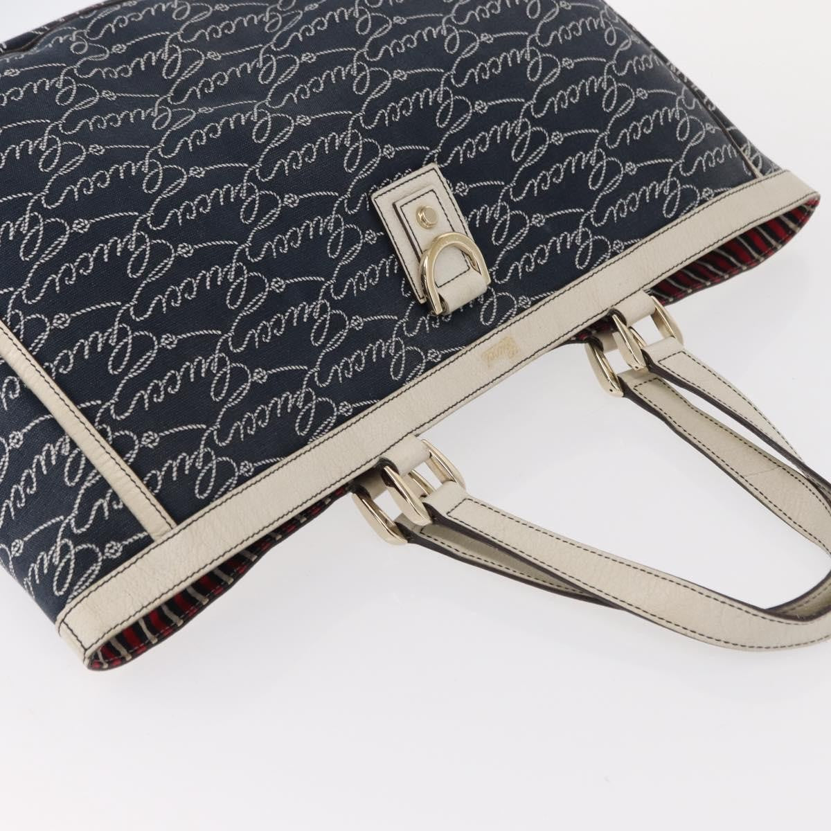 Gucci Abbey Tote GG Canvas with Leather, NAVY, CANVAS, Tote bag