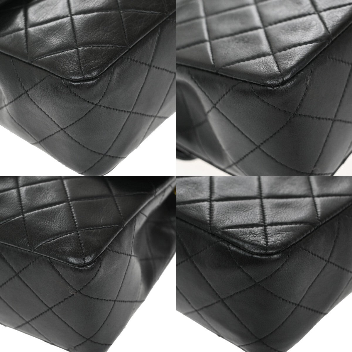 Chanel Vintage Square Classic Flap Bag Quilted Lambskin, BLACK, LEATHER, Shoulder bag