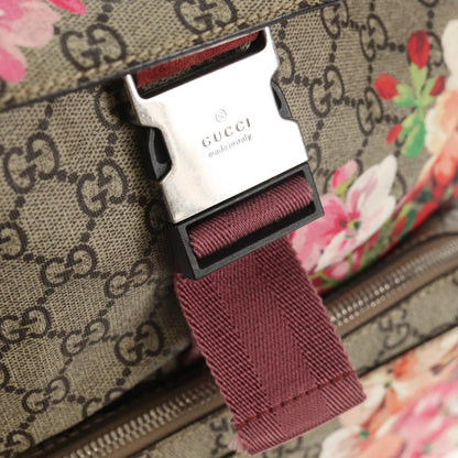 Gucci Buckle Backpack Blooms Print GG Coated Canvas, BEIGE, CANVAS, Backpack
