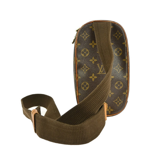 Louis Vuitton Pochette Gange Monogram Canvas, BROWN, CANVAS, Clutche & pouche