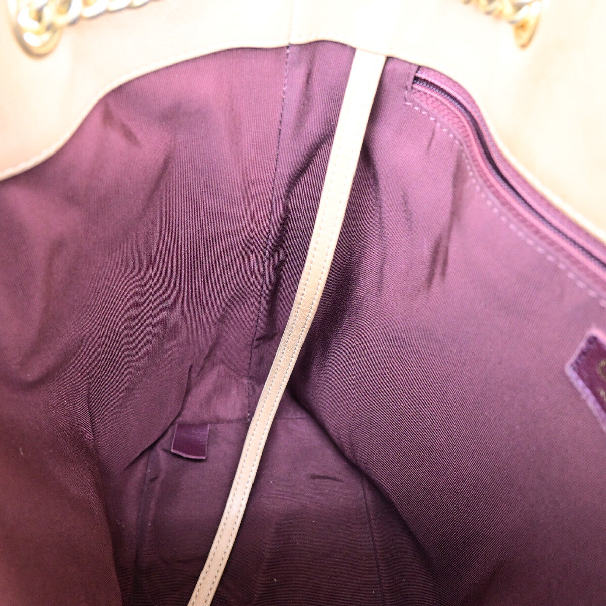 Chanel On My Shoulder Drawstring Bag Quilted Calfskin, BEIGE, LEATHER, Shoulder bag