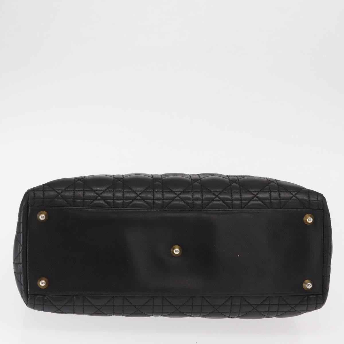 Christian Dior Vintage Lady Dior Bag Cannage Quilt Lambskin, BLACK, LEATHER, Tote bag