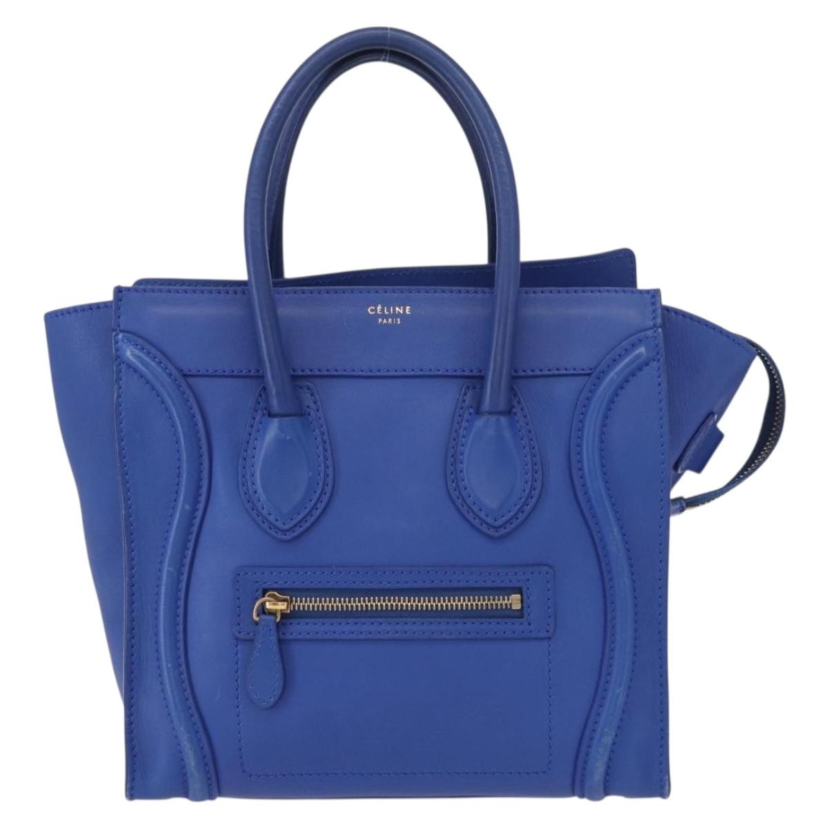 Celine Luggage Bag Smooth Leather, BLUE, LEATHER, Handbag