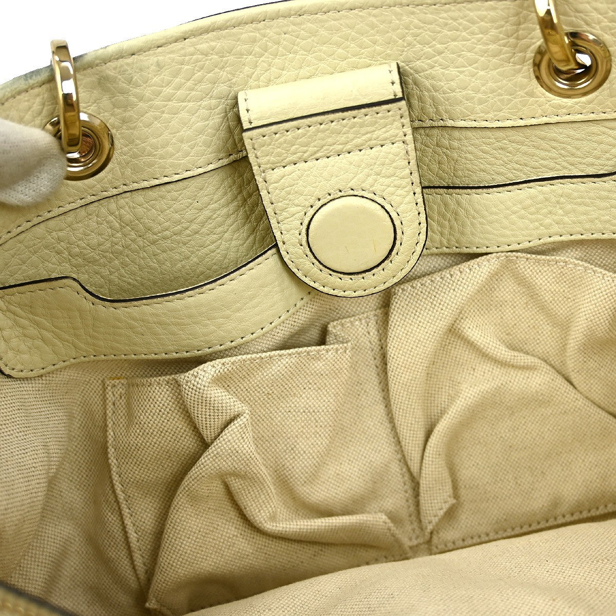 Gucci Bamboo Shopper Tote Leather, ECRU, LEATHER, Tote bag