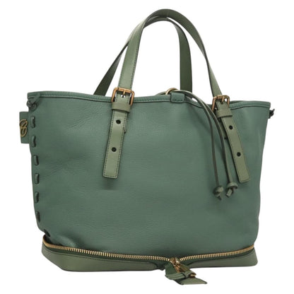 Chloe Ellen Moyen Tote Leather, GREEN, LEATHER, Tote bag