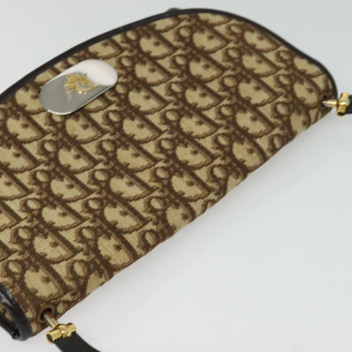 Christian Dior Vintage Flap Crossbody Bag Canvas, BROWN, CANVAS, Shoulder bag