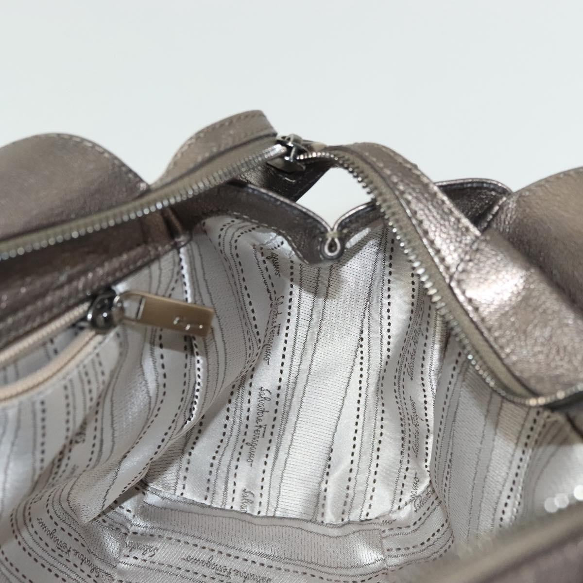 Salvatore Ferragamo Gancini handbag Leather, SILVER, LEATHER, Handbag