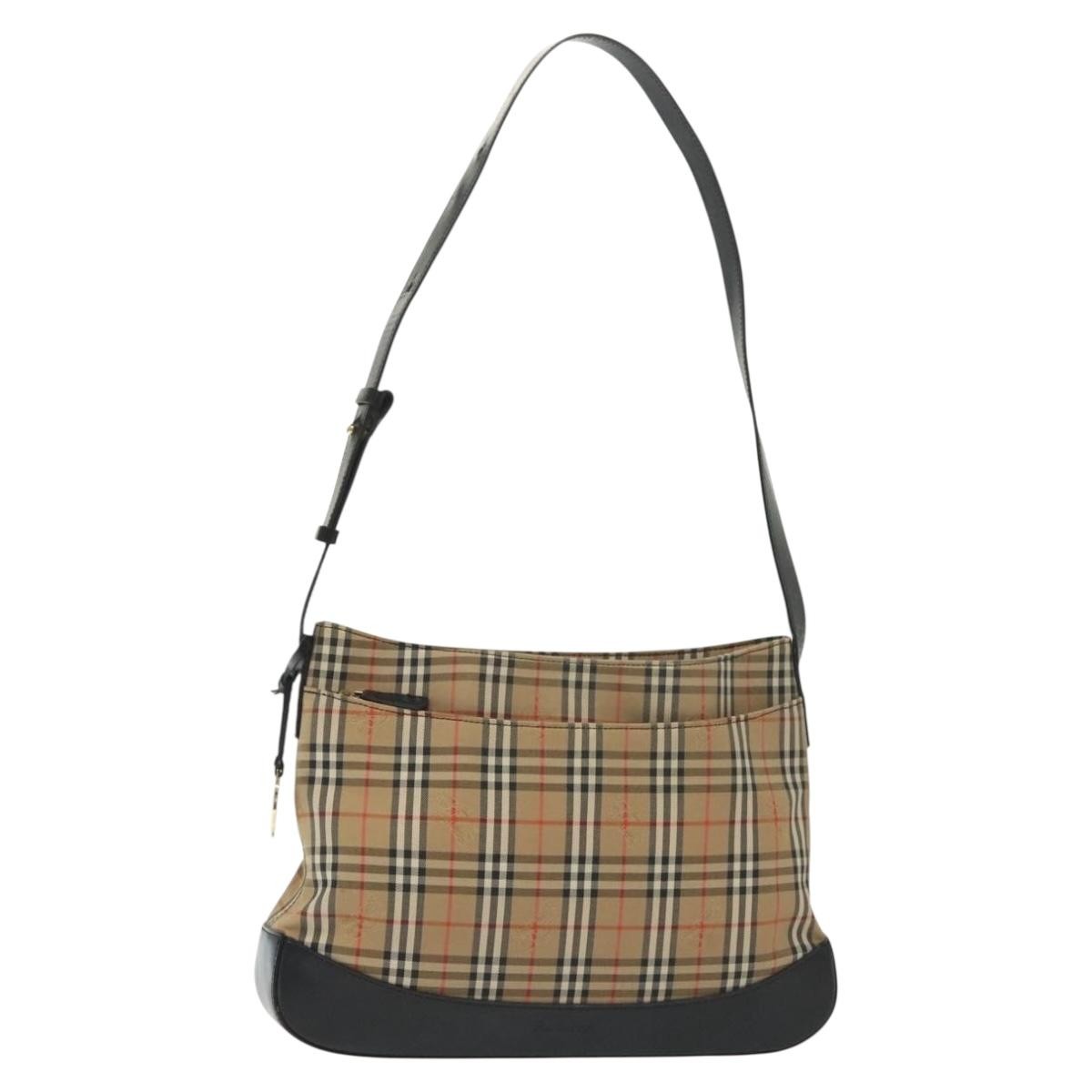 Burberry Shoulder Bag Nova Check Canvas, BEIGE, CANVAS, Shoulder bag