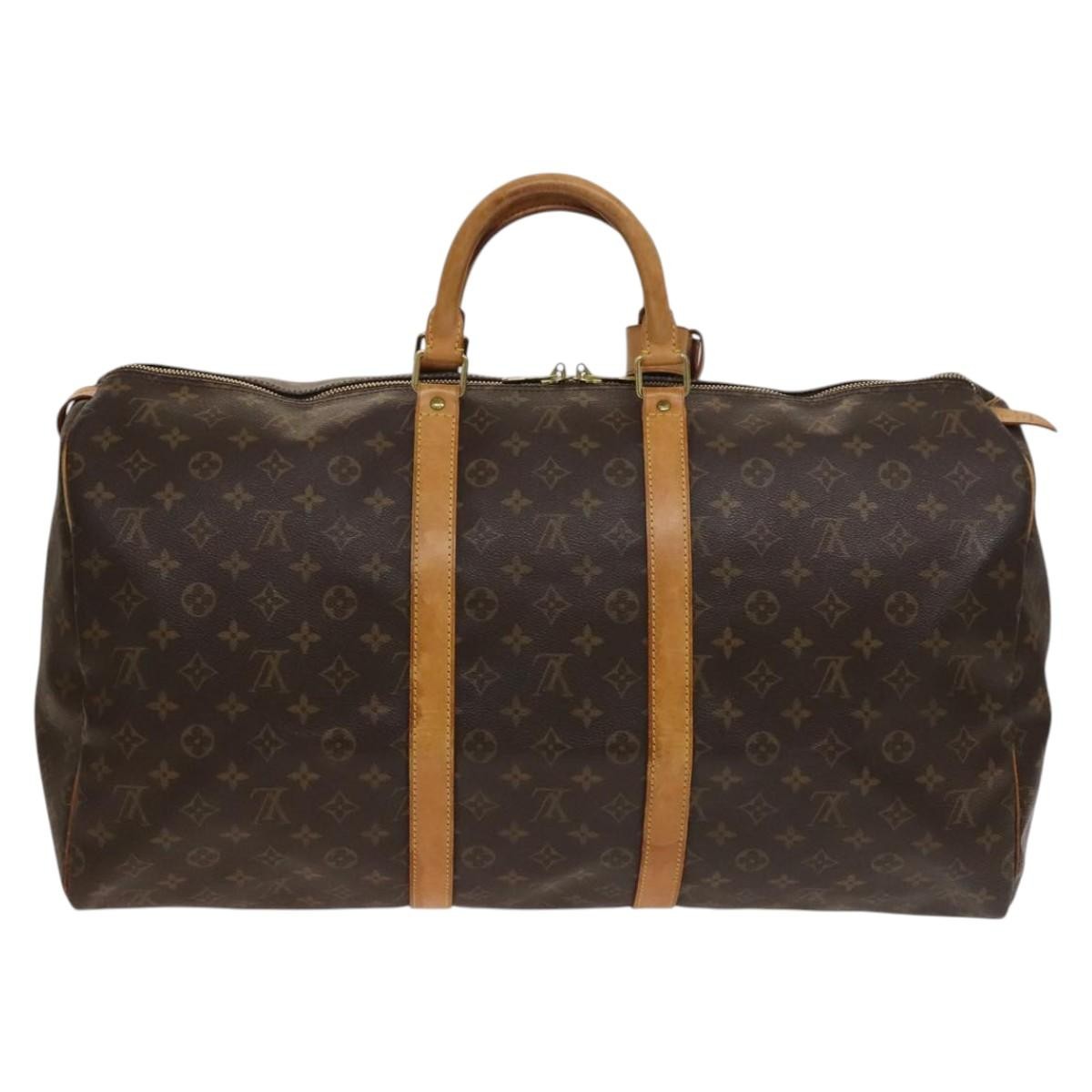 Louis Vuitton Keepall Bag Monogram Canvas, BROWN, CANVAS, Travel bag