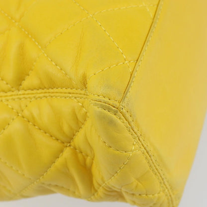 Chanel Vintage CC Resin Pocket Tote Quilted Leather, YELLOW, LEATHER, Tote bag