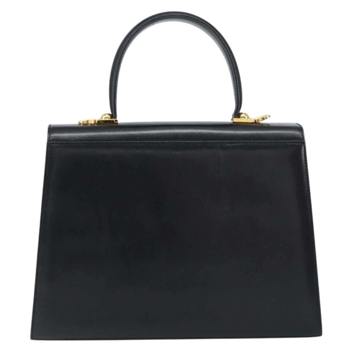 Salvatore Ferragamo Convertible Top Handle Bag Leather, BLACK, LEATHER, Handbag