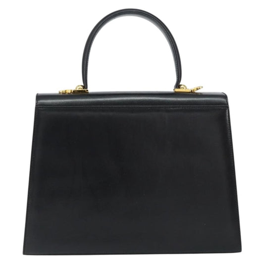 Salvatore Ferragamo Convertible Top Handle Bag Leather, BLACK, LEATHER, Handbag
