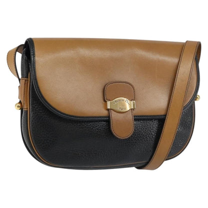 Christian Dior Flap Shoulder Bag Leather, BLACK, LEATHER, Shoulder bag