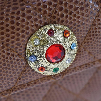 Fendi Vanity Clutch Leather, BROWN, LEATHER, Handbag