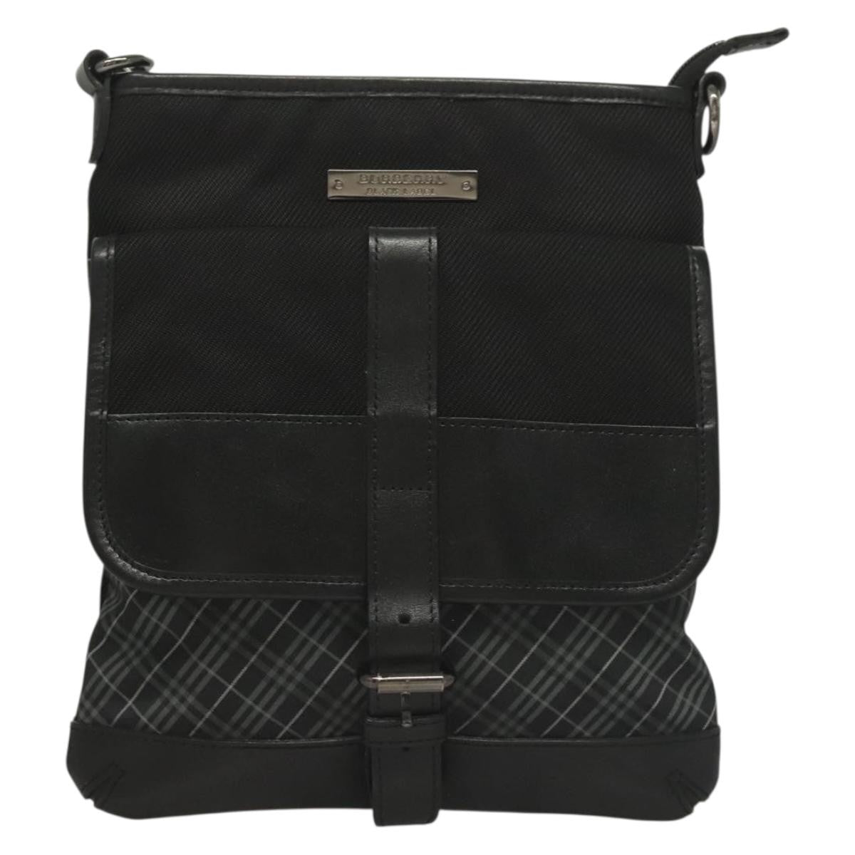 Burberry Front Pocket Messenger Bag Haymarket Canvas, BLACK, CANVAS, Shoulder bag
