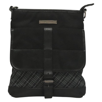 Burberry Front Pocket Messenger Bag Haymarket Canvas, BLACK, CANVAS, Shoulder bag