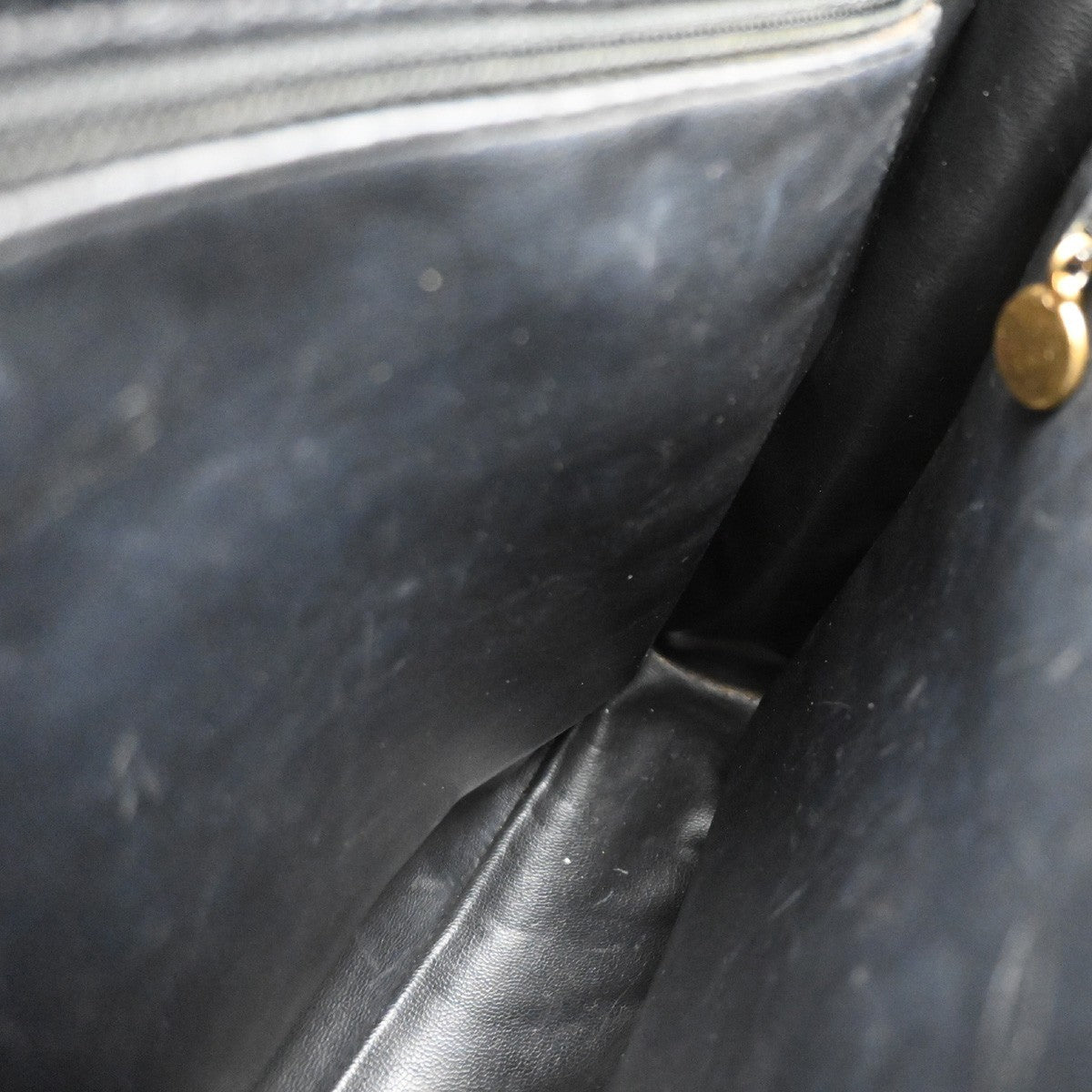 Chanel Vintage Front Pocket Shoulder Bag Leather, BLACK, CALFSKIN, Shoulder bag