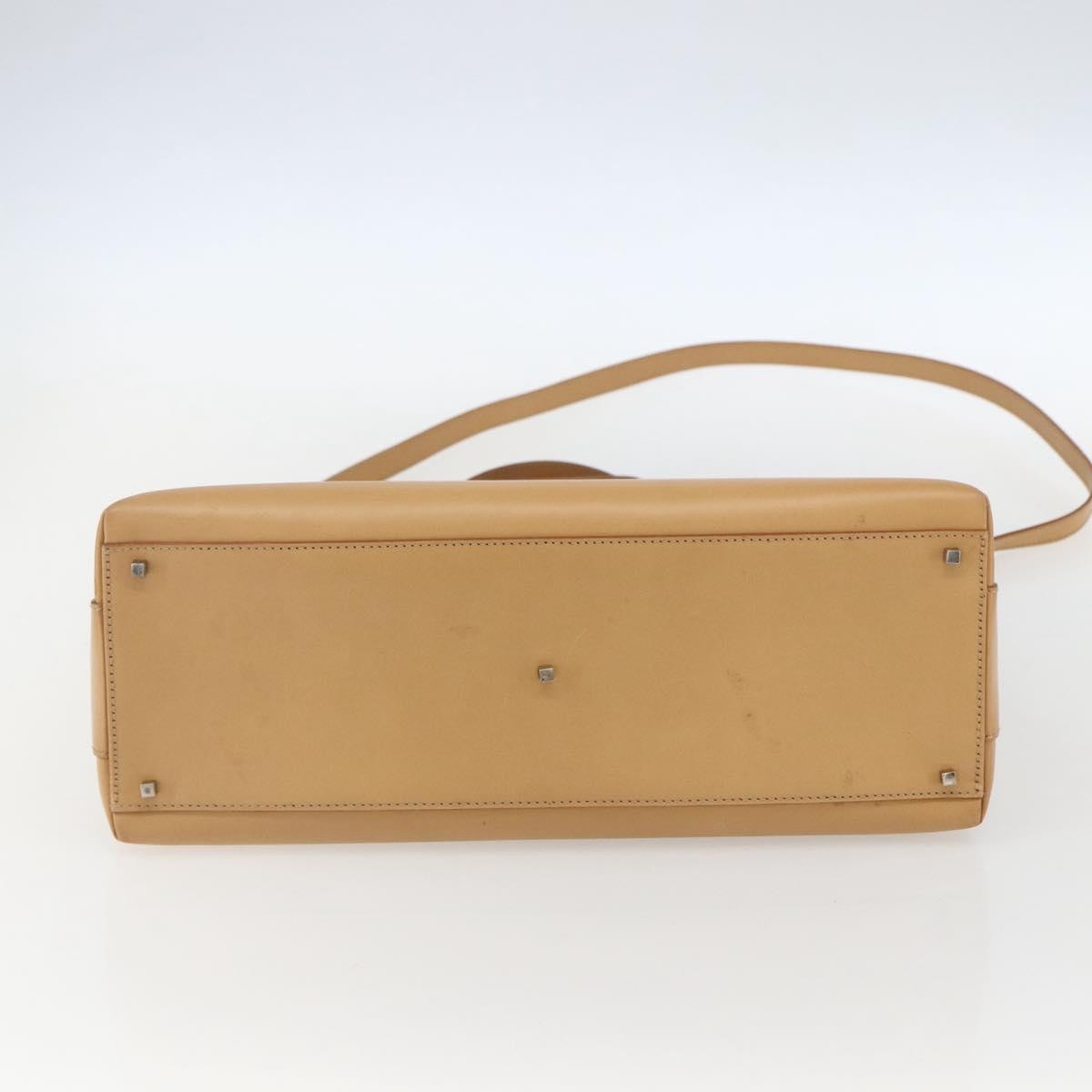 Salvatore Ferragamo Double Gancini Side Buckle Tote Leather, BEIGE, LEATHER, Handbag