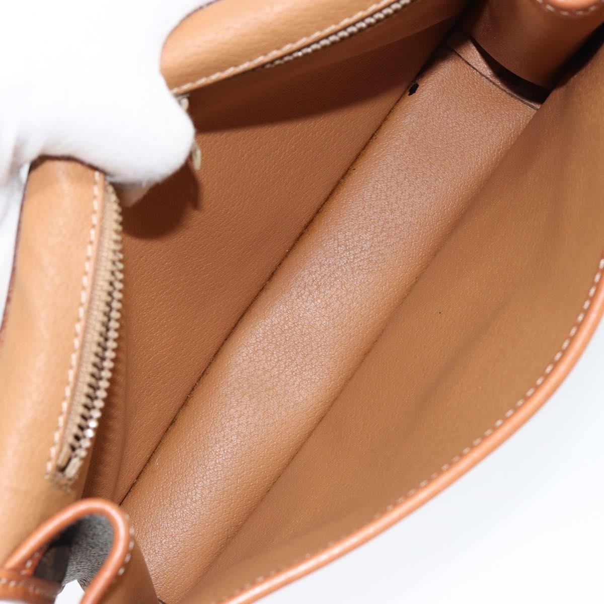 Celine Vintage Macadam Circle Logo Shoulder Bag Canvas and Leather, BROWN, CANVAS, Shoulder bag