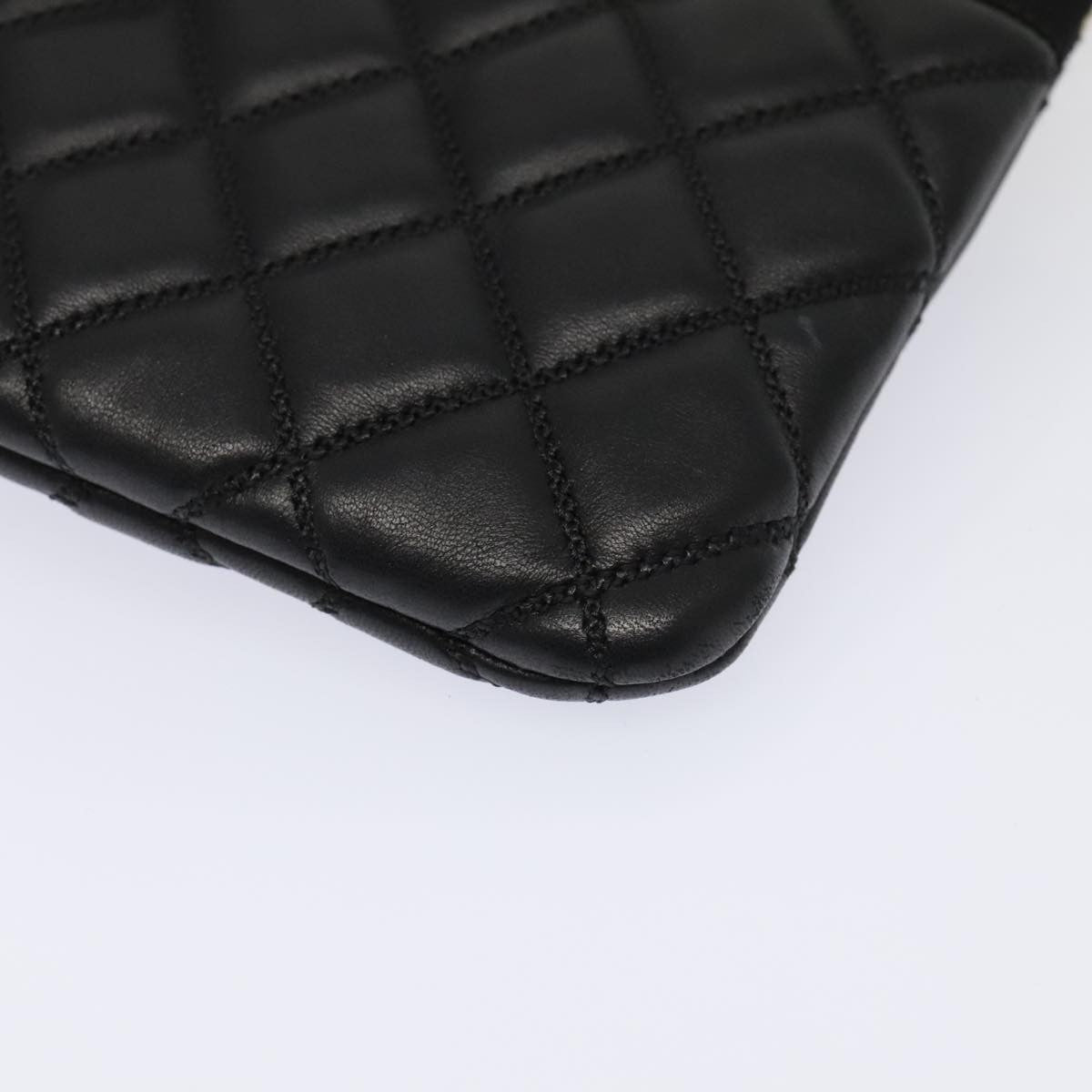 Chanel Pearl O Case Clutch Quilted Lambskin and Calfskin, BLACK, LEATHER, Clutche & pouche