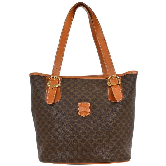 Celine Vintage Macadam Tote bag Canvas and Leather, BROWN, CANVAS, Tote bag