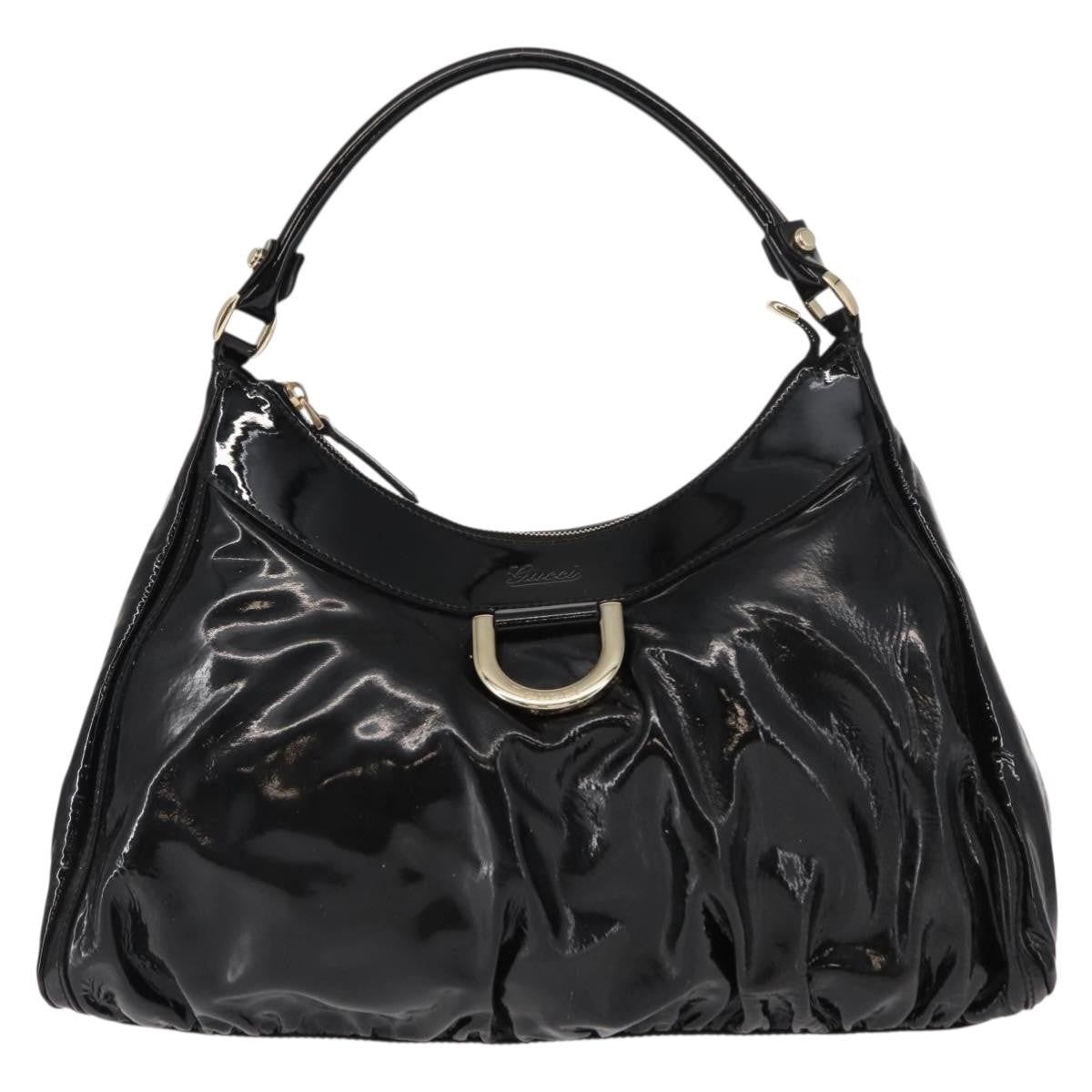 Gucci D Ring Hobo Patent, BLACK, PATENT_LEATHER, Shoulder bag