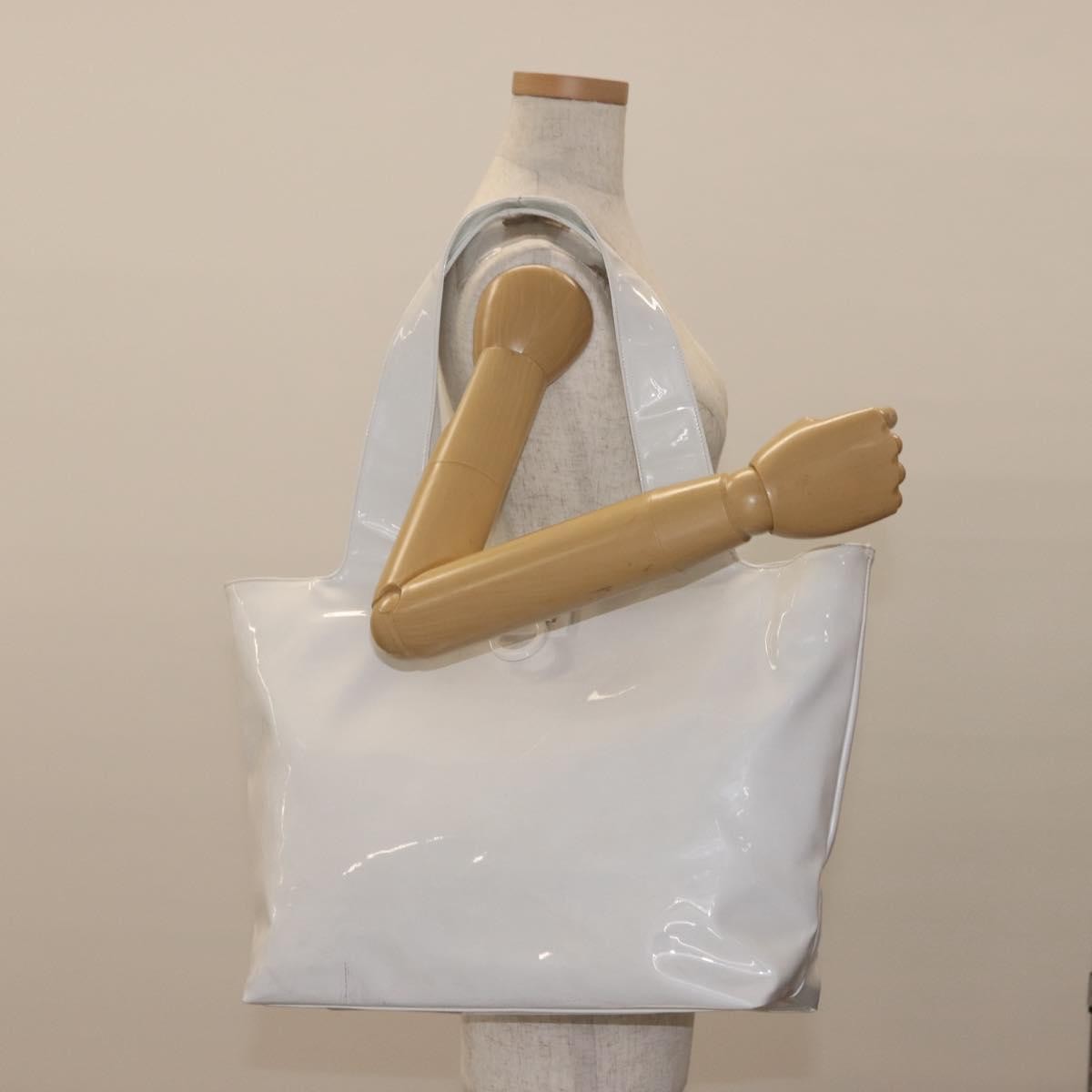 Salvatore Ferragamo Gancini Tote Patent leather, WHITE, PATENT_LEATHER, Tote bag